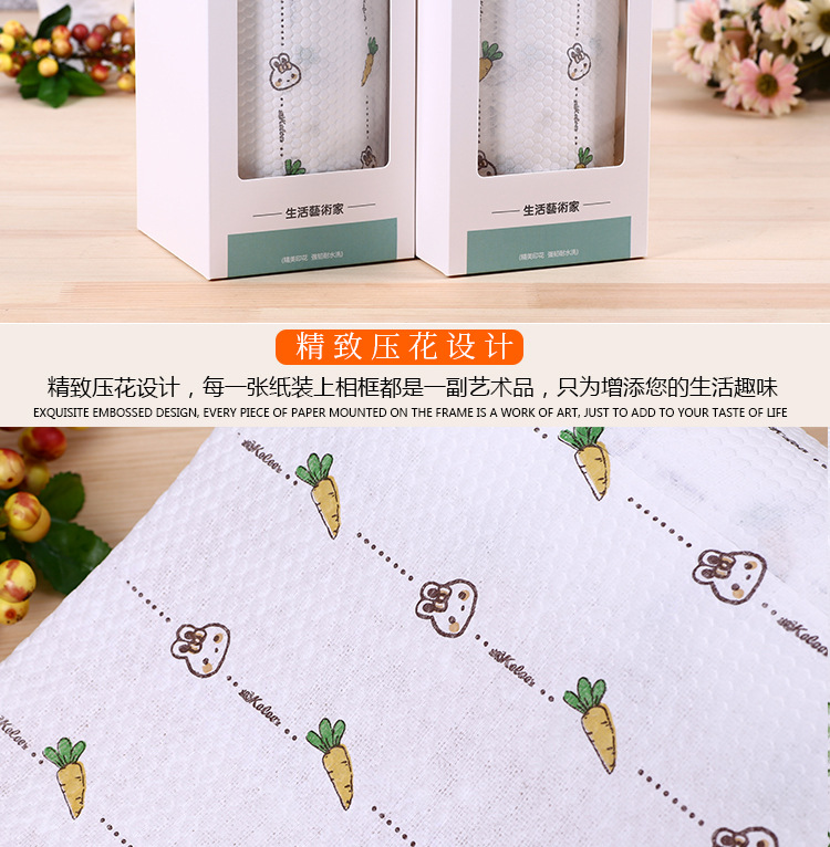 Printed Kitchen Dishwashing Paper Oil-Absorbing Paper Dish Paper Towel Washable Roll Paper Kitchen Special Paper Cloth