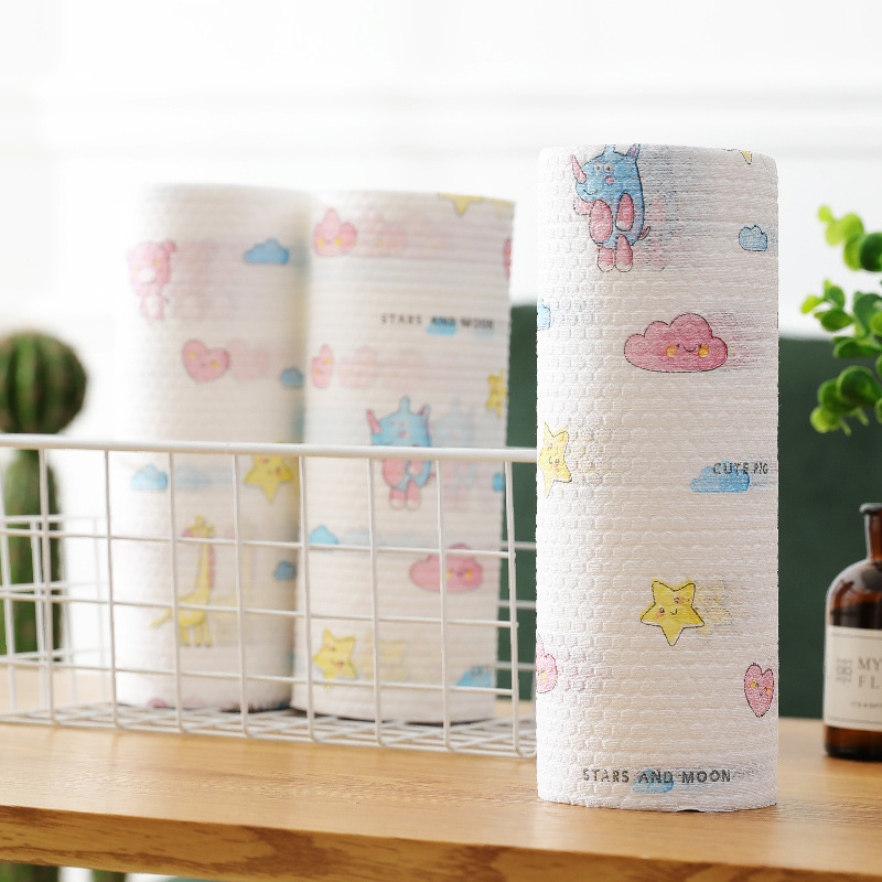 Washable Lazy Rag Disposable Dishcloth Wet and Dry Kitchen Supplies Non-Woven Paper Printing Dish Towel