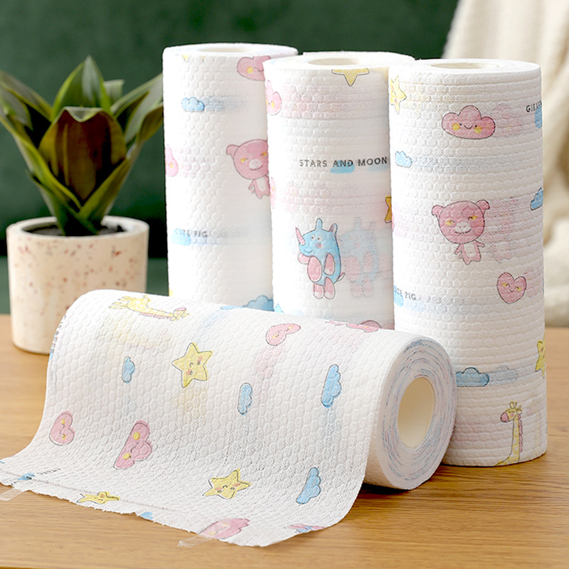 Washable Lazy Rag Disposable Dishcloth Wet and Dry Kitchen Supplies Non-Woven Paper Printing Dish Towel