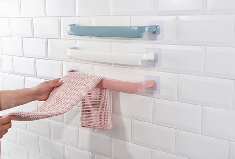 Thickened Towel Bar Paste Punch-Free Bathroom Towel Rack Single Bar Towel Rack Kitchen Rag Rack Wholesale