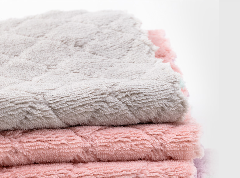 Double Color Absorbent Cloth Dish Towel Cleaning Bowl Scouring Pad Kitchen Oilproof Dishcloth Double Layer Thickened Cleaning Towel