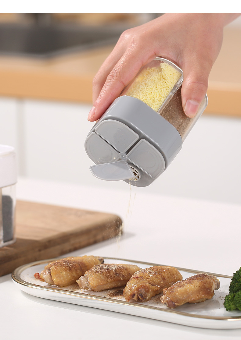 Four-in-One Flip Seasoning Jar Portable Outdoor BBQ Seasoning Bottle Four-Compartment Non-Odor Transparent Condiment Dispenser