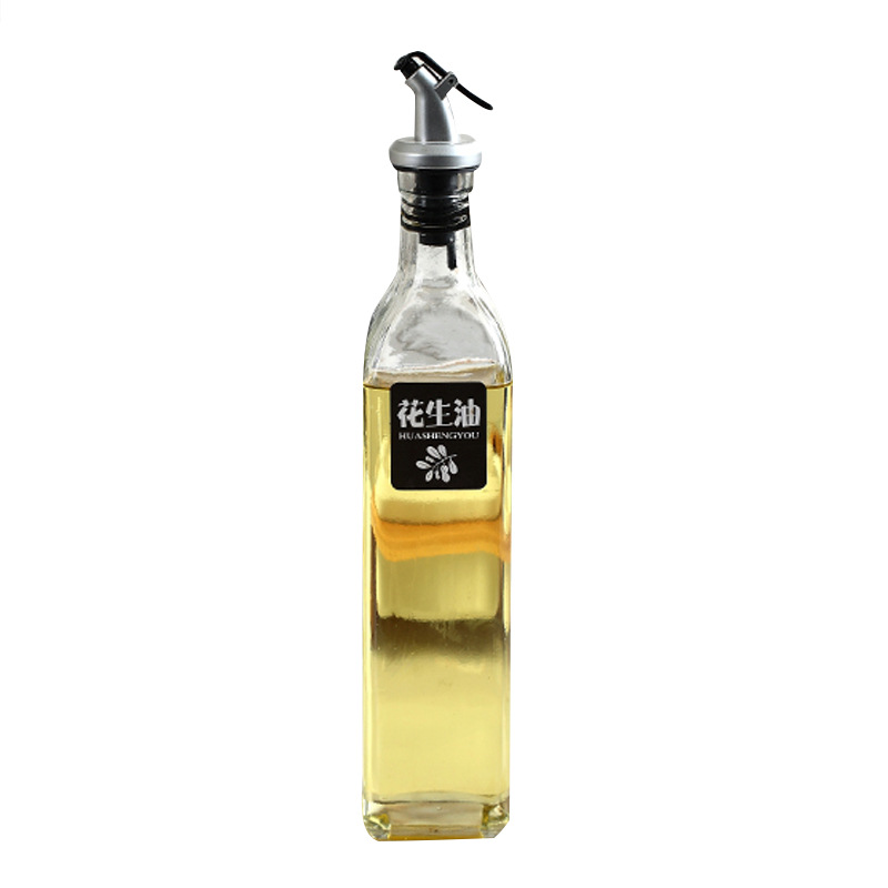 Lead-Free Glass Leak-Proof Pressure Oil Controlling Bottle Oil Dispenser Square Creative Controllable Oil Bottle Household Kitchen Seasoning Bottle Set