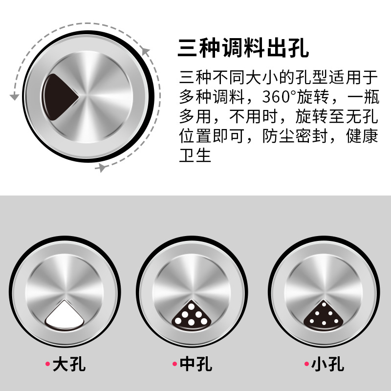 Stainless Steel Glass Rotating Six-Pack Seasoning Containers Salt MSG Seasoning Bottle Set Kitchen Supplies Factory