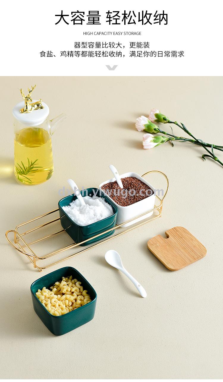 Nordic ceramic glass seasoning pot shelf kitchen combination salt sugar soy sauce vinegar light luxury seasoning bottle