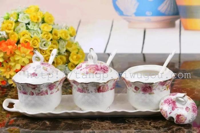 Jingdezhen ceramic seasoning pot seasoning bottle oil pot soy sauce pot salt pot sugar pot kitchen supplies