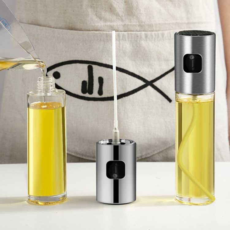 Fuel Injector Household Glass Oil & Vinegar Bottle Kitchen Press Type Oil Dispenser Food Grade Barbecue Seasoning Bottle