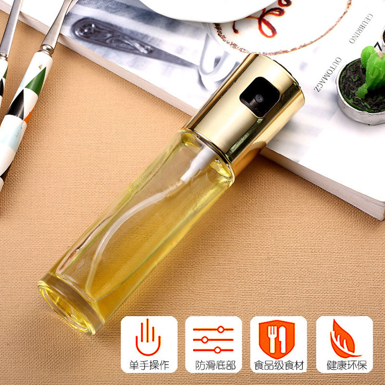 Fuel Injector Household Glass Oil & Vinegar Bottle Kitchen Press Type Oil Dispenser Food Grade Barbecue Seasoning Bottle