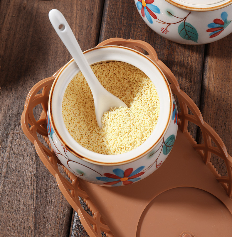 Japanese Pastoral Style Ceramic Seasoning Jar Seasoning Bottle Salt Jar Sugar/MSG Condiment Dispenser Home Use Set Combination Wholesale