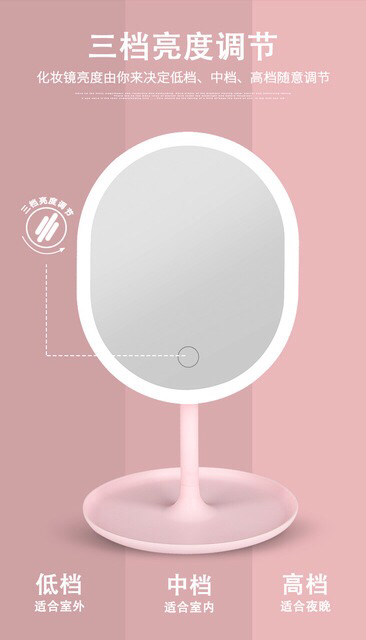 Led Make-up Mirror Lamp Desktop Female Online Influencer Beauty Illuminated Small Mirror Dormitory Desktop Foldable and Portable Dressing Mirror