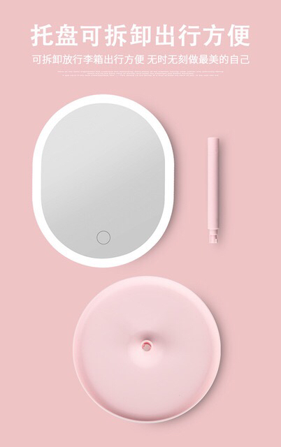 Led Make-up Mirror Lamp Desktop Female Online Influencer Beauty Illuminated Small Mirror Dormitory Desktop Foldable and Portable Dressing Mirror