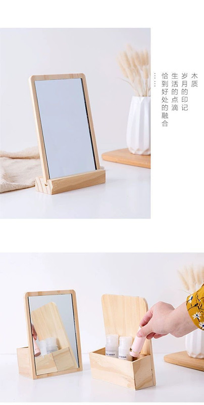 Wood makeup dressing table mirror large dressing mirror student table makeup small mirror mirror princess mirror