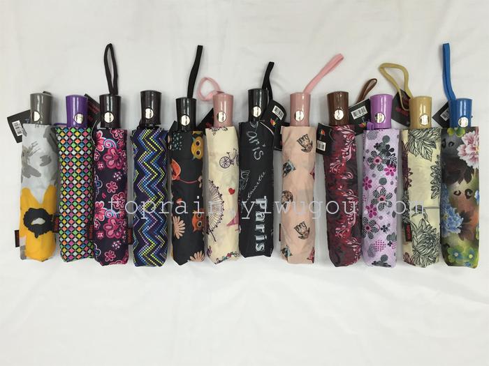 New Twelve Colors Mixed Dress Exotic Personality Three Fold Semi-automatic Umbrella New Twelve Colors Mixed Dress Exotic Personality Three Fold Semi-automatic Umbrella
