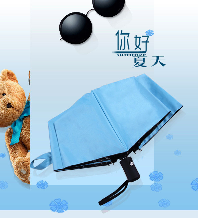 The Web celebrity water Bloom umbrella female Triple fold clear umbrella is portable to the vinyl sun protection and UV 