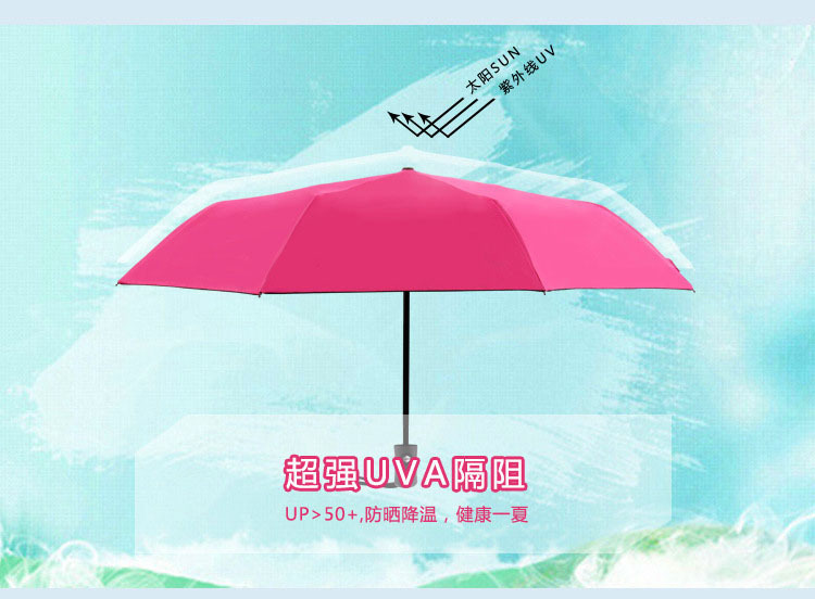 The Web celebrity water Bloom umbrella female Triple fold clear umbrella is portable to the vinyl sun protection and UV 