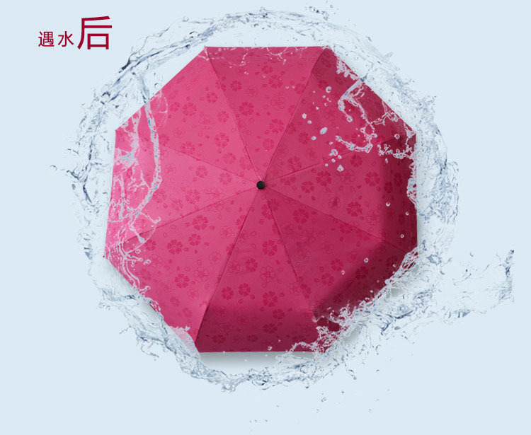 The Web celebrity water Bloom umbrella female Triple fold clear umbrella is portable to the vinyl sun protection and UV 