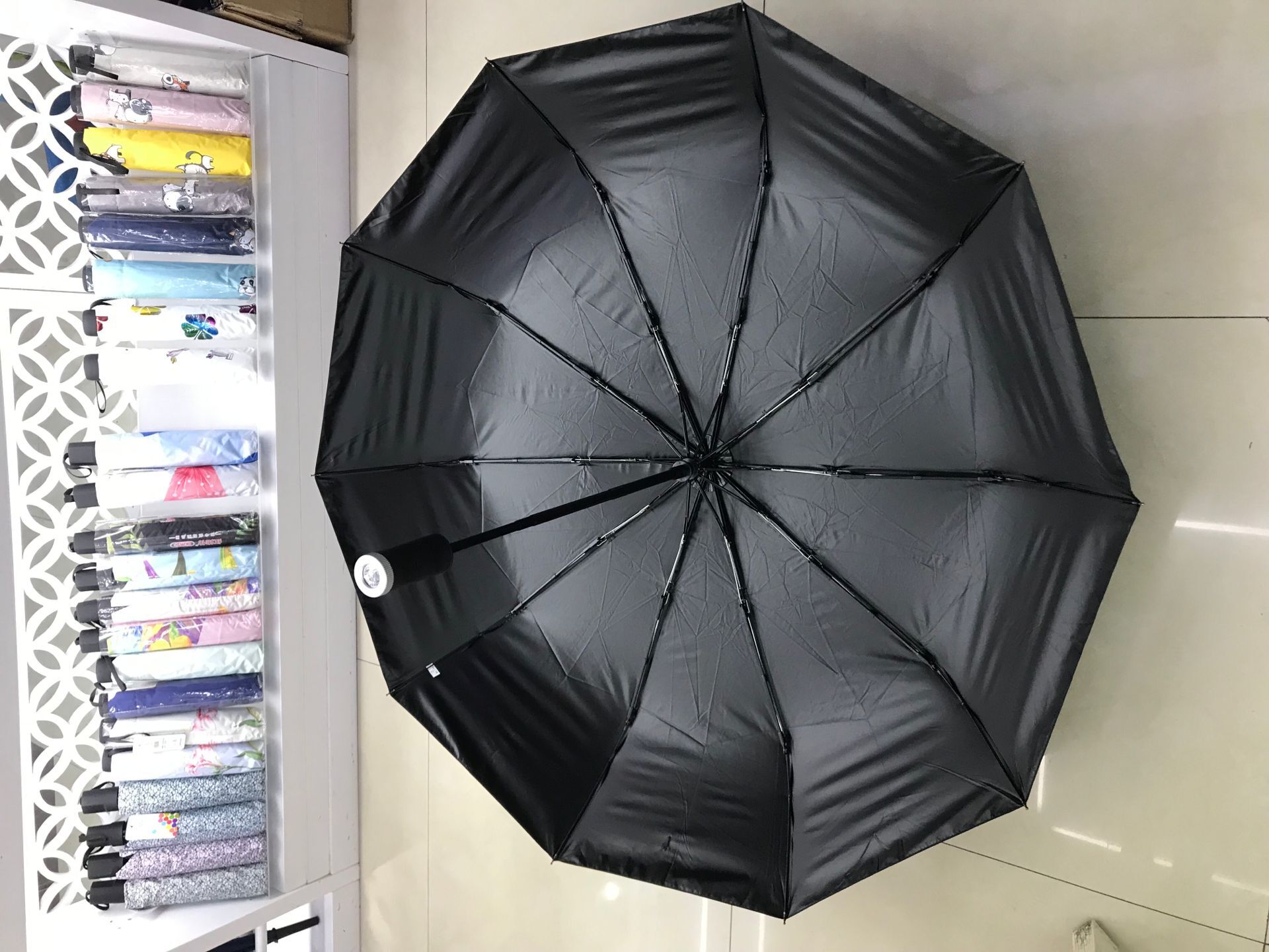 New Automatic Umbrella Flashlight for Both Sunny and Rainy Use