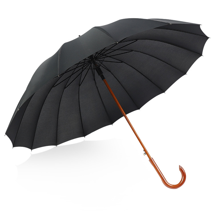 16-Bone Long Handle Umbrella Men&#039;s Business Gift Umbrella Automatic Straight Umbrella Curved Handle Golf Umbrella Custom Logo Wholesale