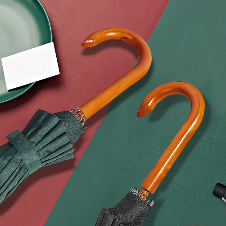 16-Bone Long Handle Umbrella Men&#039;s Business Gift Umbrella Automatic Straight Umbrella Curved Handle Golf Umbrella Custom Logo Wholesale