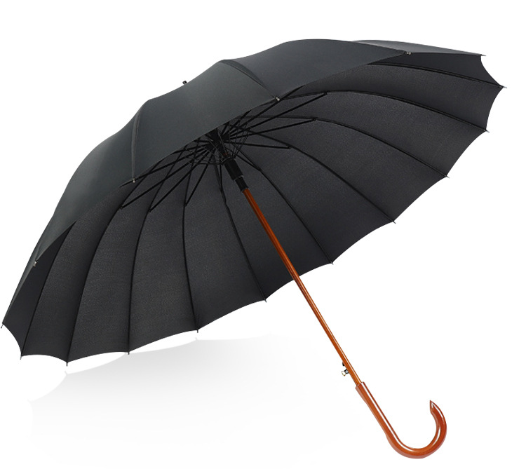 16-Bone Long Handle Umbrella Men's Business Gift Umbrella Automatic Straight Umbrella Curved Handle Golf Umbrella Custom Logo Wholesale