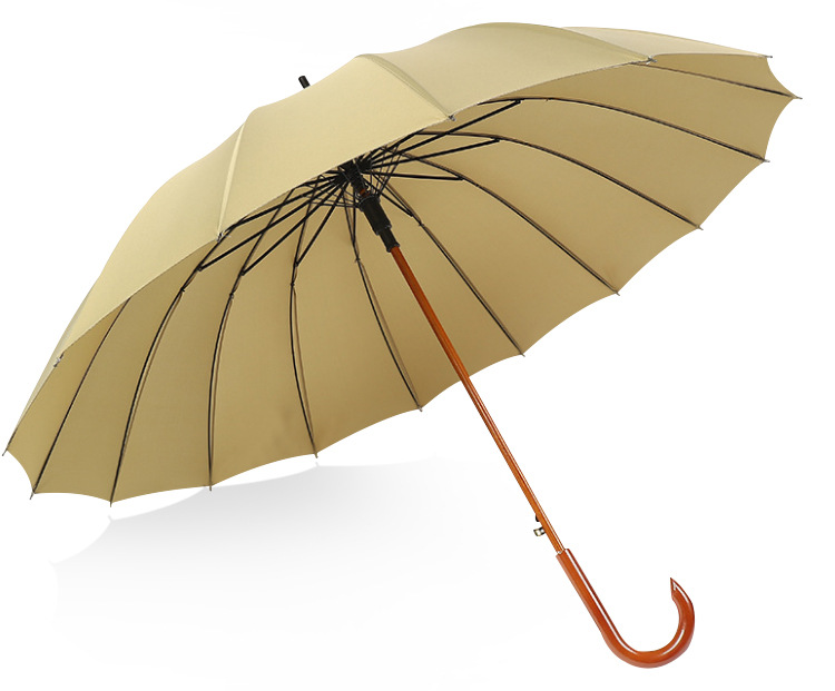 16-Bone Long Handle Umbrella Men's Business Gift Umbrella Automatic Straight Umbrella Curved Handle Golf Umbrella Custom Logo Wholesale
