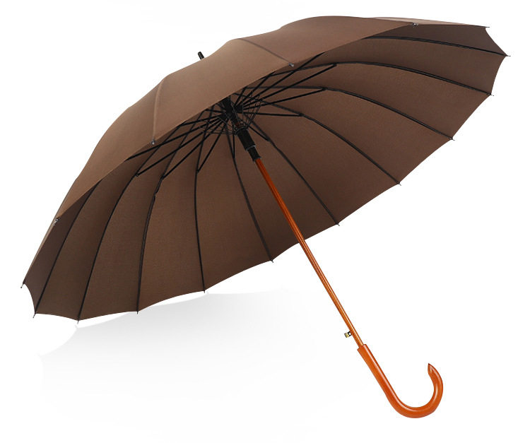 16-Bone Long Handle Umbrella Men's Business Gift Umbrella Automatic Straight Umbrella Curved Handle Golf Umbrella Custom Logo Wholesale