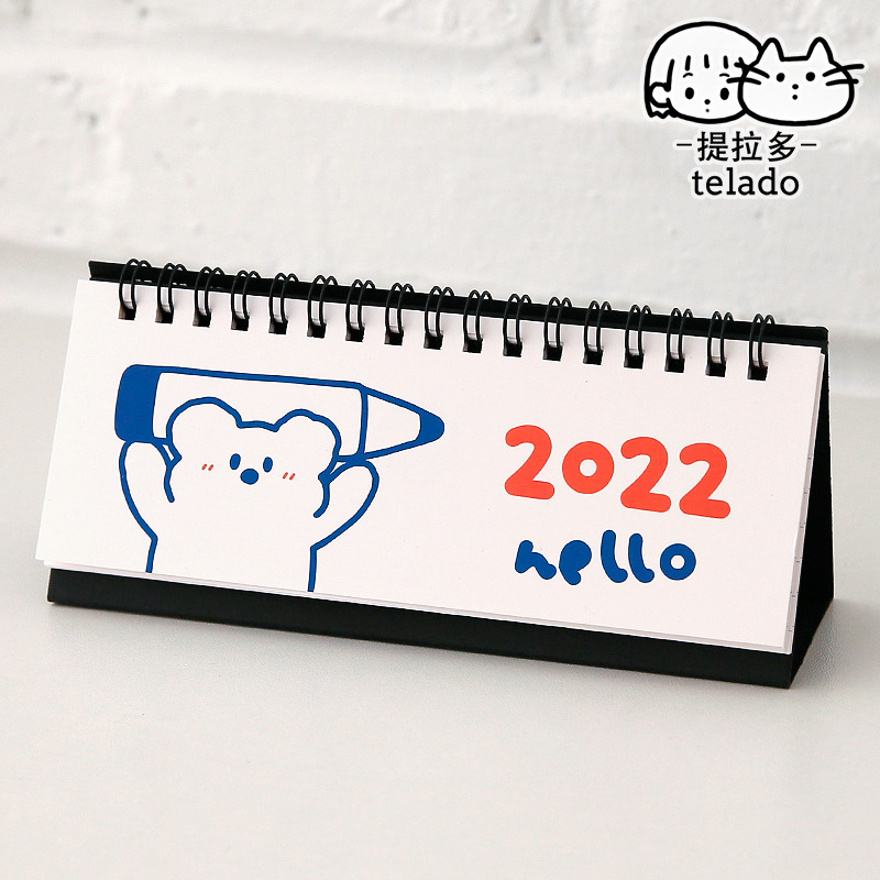 Tirado Cream Bear Rabbit Horizontal Desk Calendar Creative Notebook Clock-in Notes Calendar Decoration Small Calendar