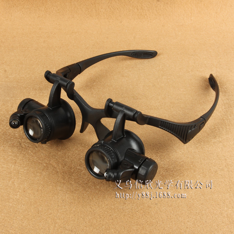Glasses type eyes with LED lamp jewelry magnifier antique clock repair 4 sets of lenses 9892G