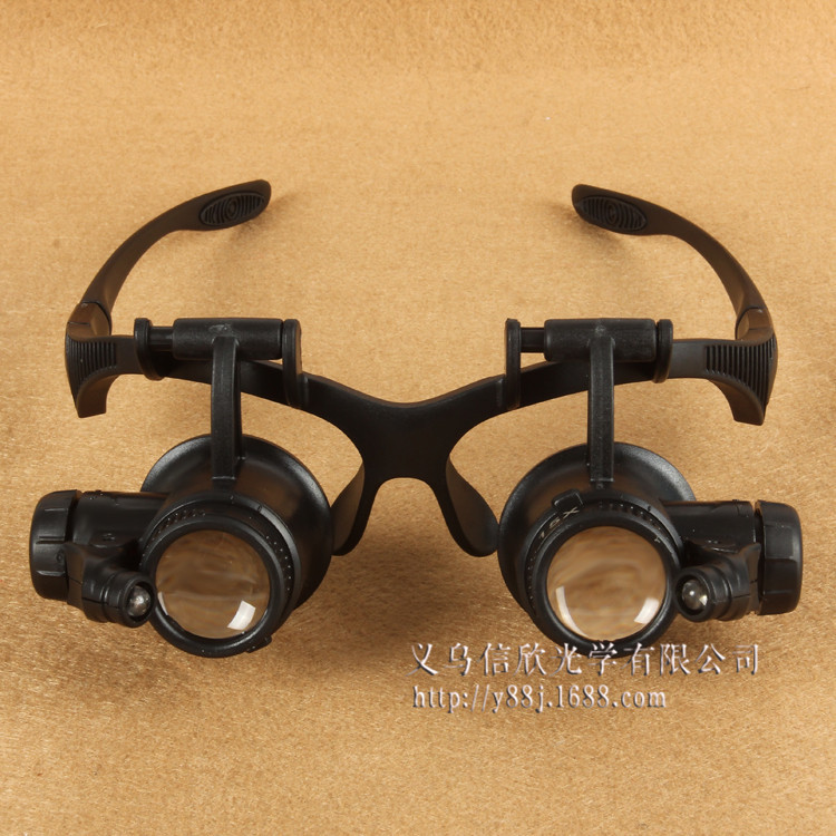 Glasses type eyes with LED lamp jewelry magnifier antique clock repair 4 sets of lenses 9892G