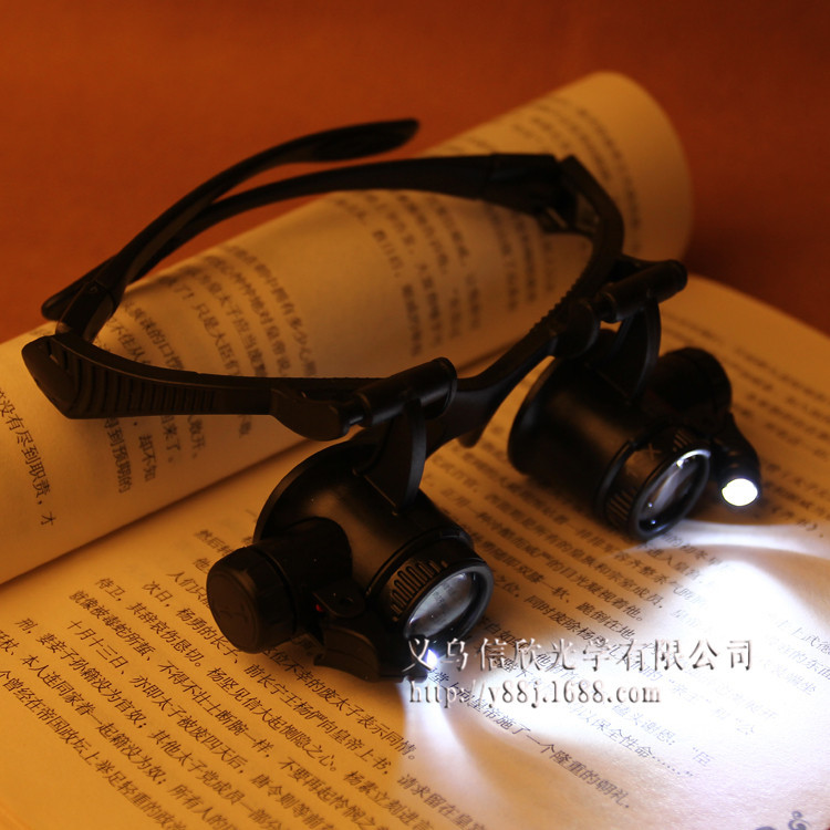 Glasses type eyes with LED lamp jewelry magnifier antique clock repair 4 sets of lenses 9892G