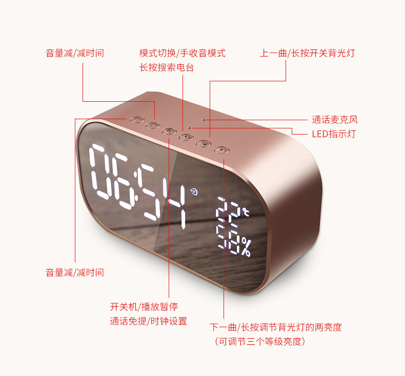 YAyusi Yayusi S2 Alarm Clock Speaker Sound Wireless Bluetooth Subwoofer New Creative BedsideUse Speaker
