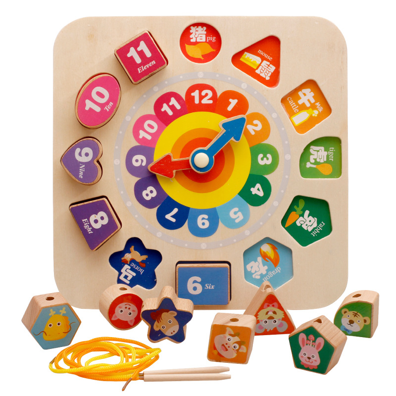 Children&#039;s Educational Toys Beaded Twelve Zodiac Building Blocks Clock Animal Birthday Gift Stall Hot Sale New