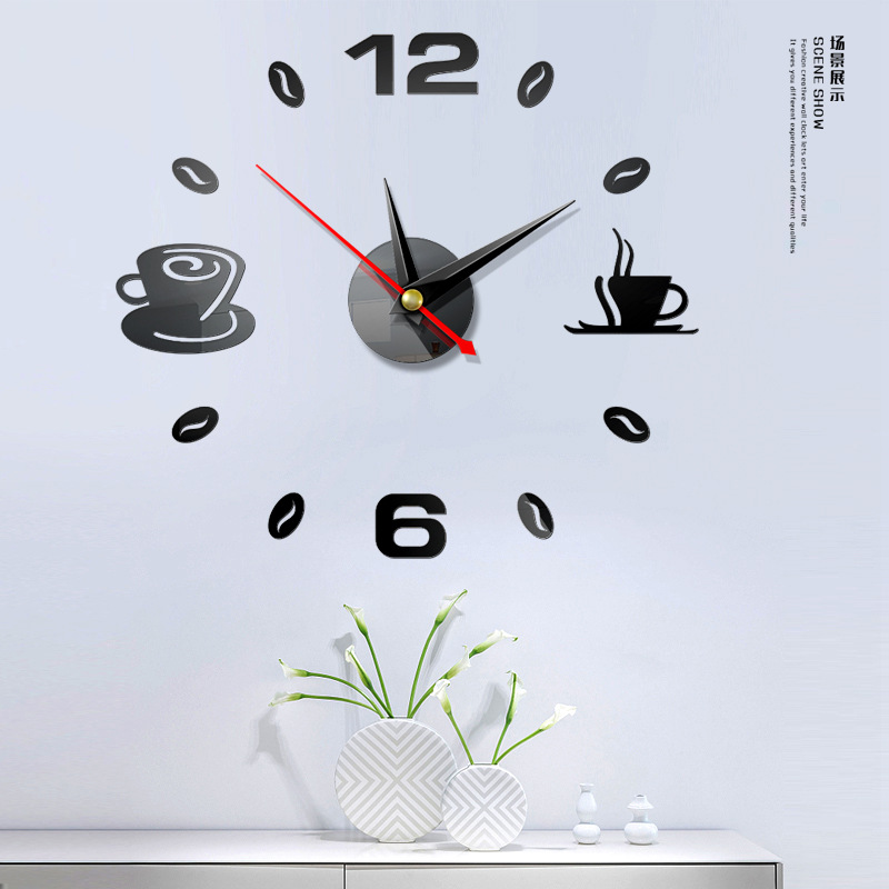 Fashion Hanging Clock Acrylic Mirror Sticker Home Diy3d Threedimensional Decorative Square Digital Clock Jcy69