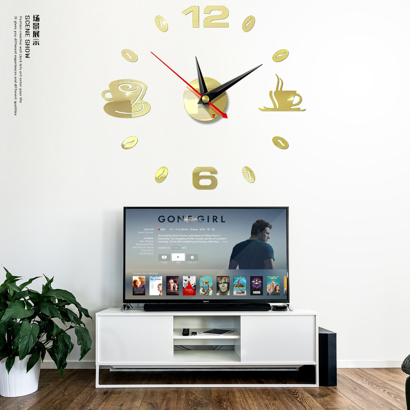 Fashion Hanging Clock Acrylic Mirror Sticker Home Diy3d Threedimensional Decorative Square Digital Clock Jcy69