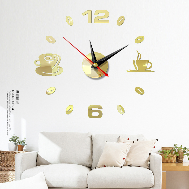 Fashion Hanging Clock Acrylic Mirror Sticker Home Diy3d Threedimensional Decorative Square Digital Clock Jcy69