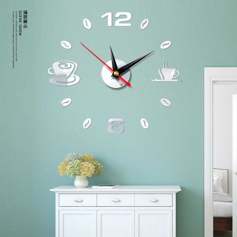 Fashion Hanging Clock Acrylic Mirror Sticker Home Diy3d Threedimensional Decorative Square Digital Clock Jcy69