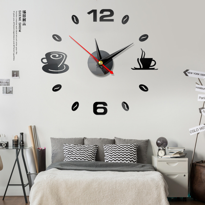 Fashion Hanging Clock Acrylic Mirror Sticker Home Diy3d Threedimensional Decorative Square Digital Clock Jcy69