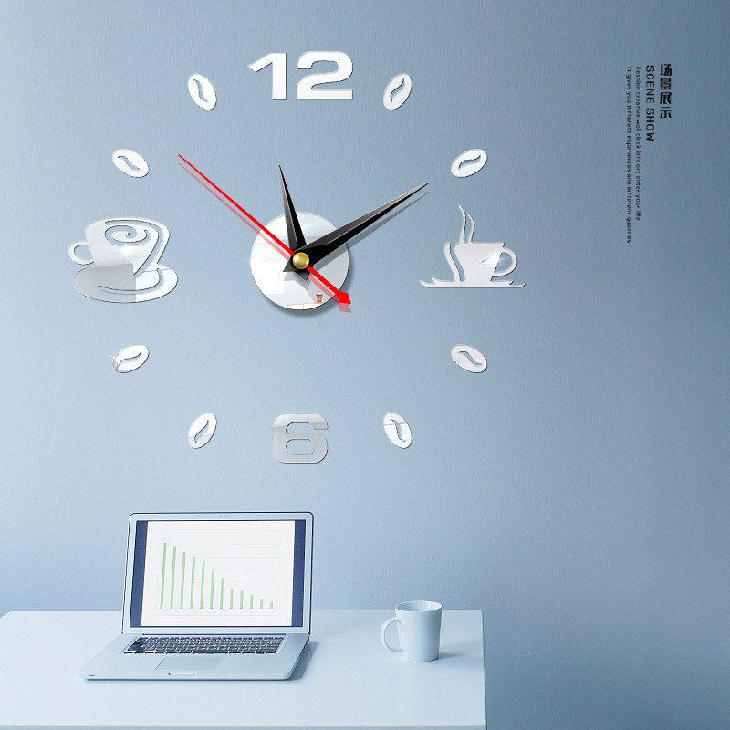 Fashion Hanging Clock Acrylic Mirror Sticker Home Diy3d Threedimensional Decorative Square Digital Clock Jcy69