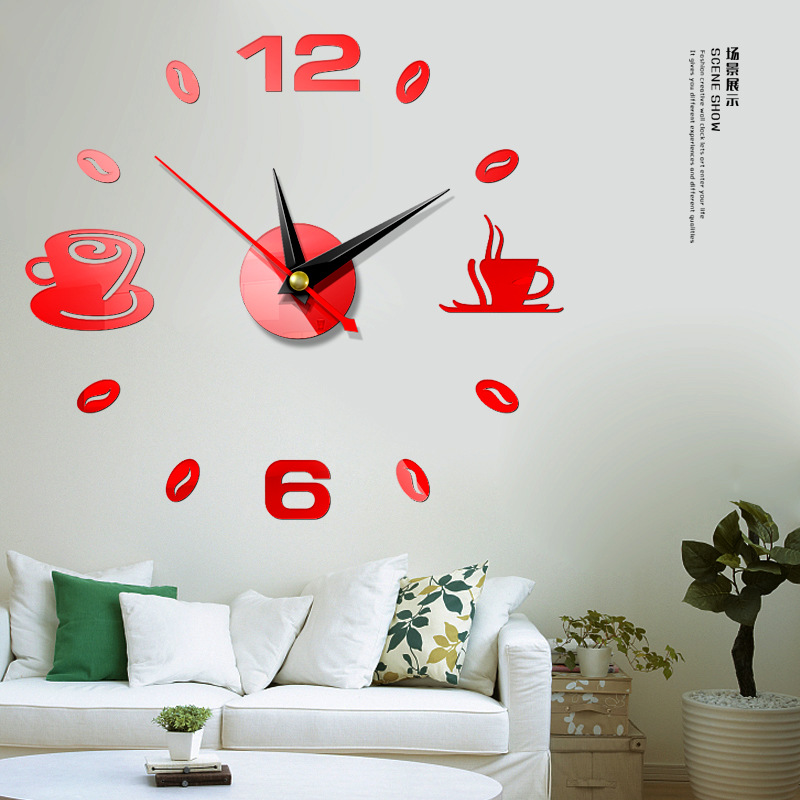 Fashion Hanging Clock Acrylic Mirror Sticker Home Diy3d Threedimensional Decorative Square Digital Clock Jcy69