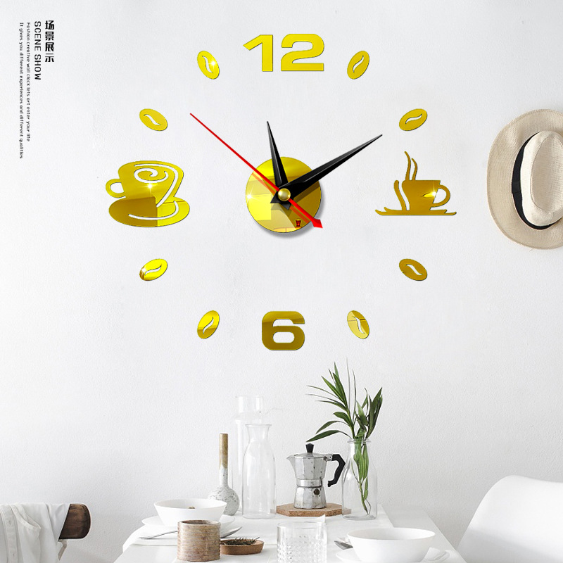 Fashion Hanging Clock Acrylic Mirror Sticker Home Diy3d Threedimensional Decorative Square Digital Clock Jcy69