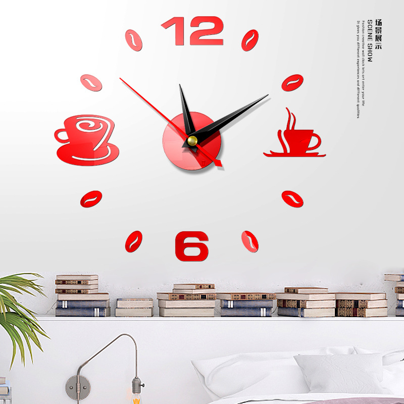 Fashion Hanging Clock Acrylic Mirror Sticker Home Diy3d Threedimensional Decorative Square Digital Clock Jcy69