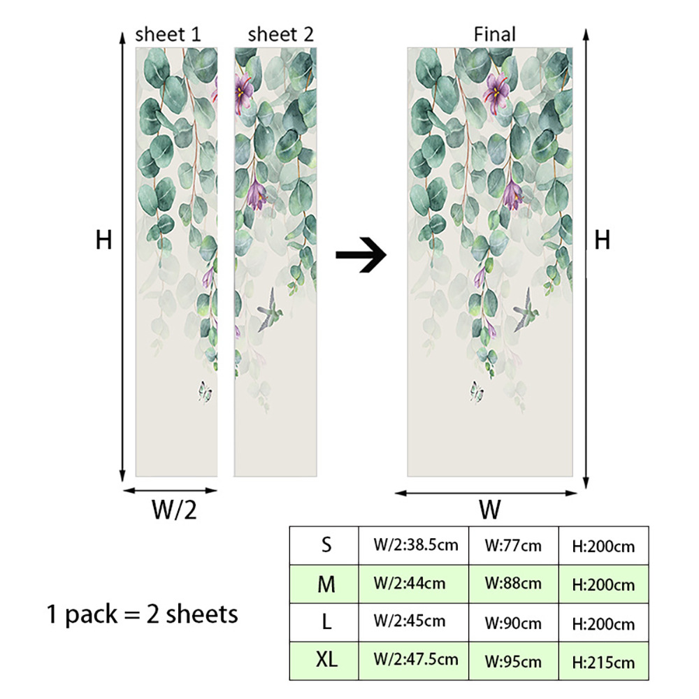 Shangyi New Product Door Sticker Foreign Trade Amazon Green Plant Flower Stickers Bedroom Home Door Decoration Renovation Wall Stickers F276 Shangyi New Product Door Sticker Foreign Trade Amazon Green Plant Flower Stickers Bedroom Home Door Decoration Renovation Wall Stickers F276