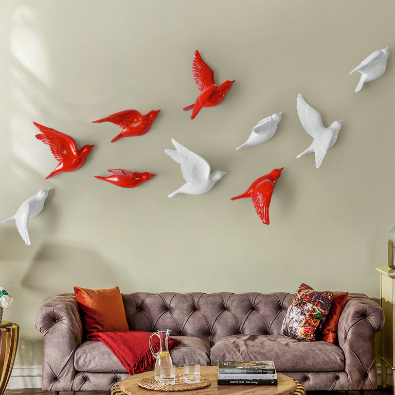 Modern Living Room Three-Dimensional Bird Wall Decoration and Wall Hanging Wall Sticker Creative Living Room Hallway Sofa Background Wall Decorative Crafts
