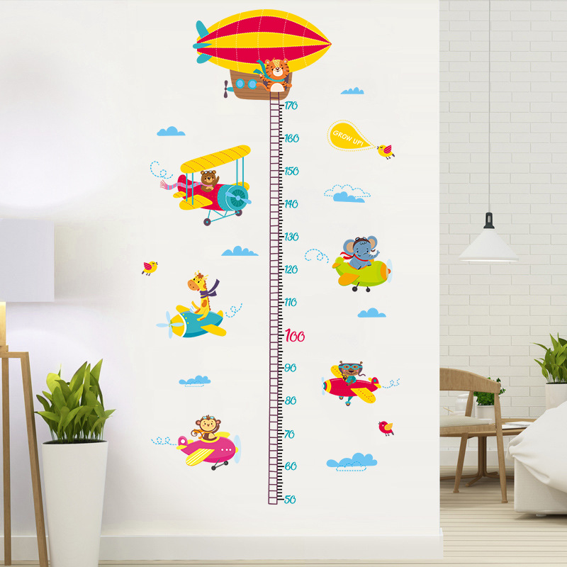 Fanxi Xh9315 Animal Aircraft Cartoon Height Sticker Children's Room Kindergarten Background Decoration Removable Stickers
