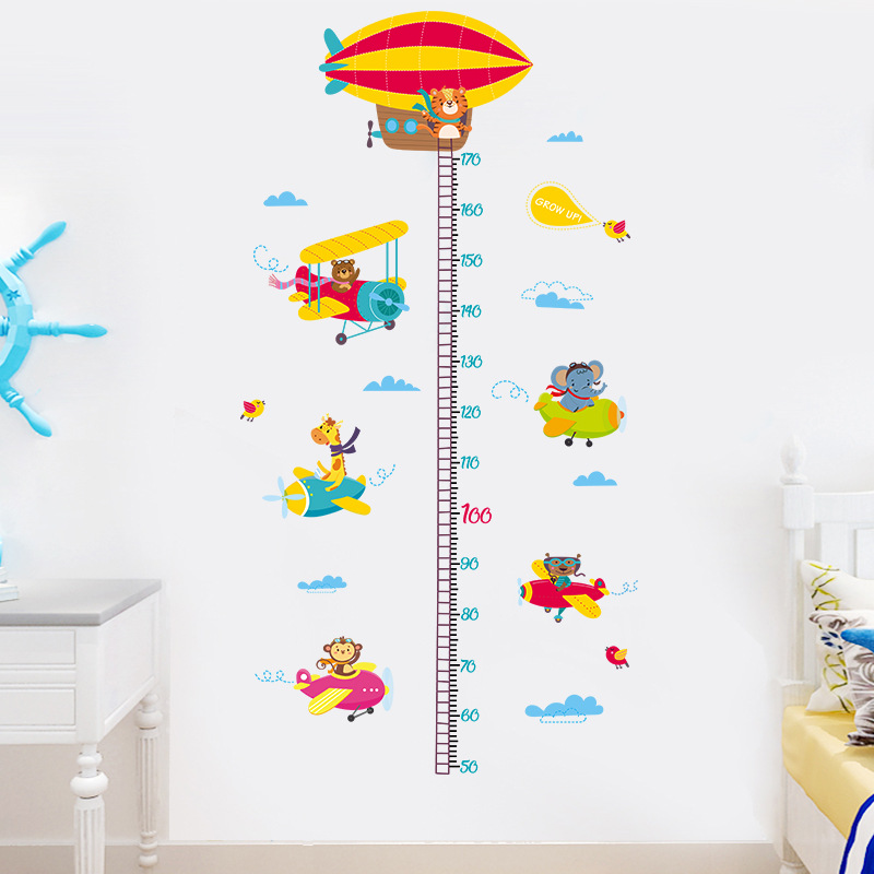 Fanxi Xh9315 Animal Aircraft Cartoon Height Sticker Children's Room Kindergarten Background Decoration Removable Stickers