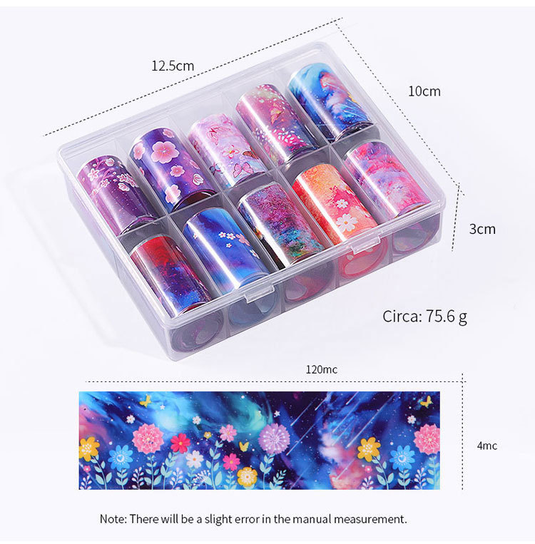 Cross-Border New Arrival Nail Art Flower Starry Sky Series Transfer Paper Internet Celebrity Nail Sticker Flower Laser Starry Sky Paper Decoration