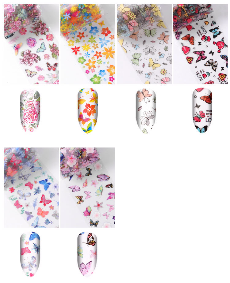 Cross-Border New Arrival Nail Art Flower Starry Sky Series Transfer Paper Internet Celebrity Nail Sticker Flower Laser Starry Sky Paper Decoration