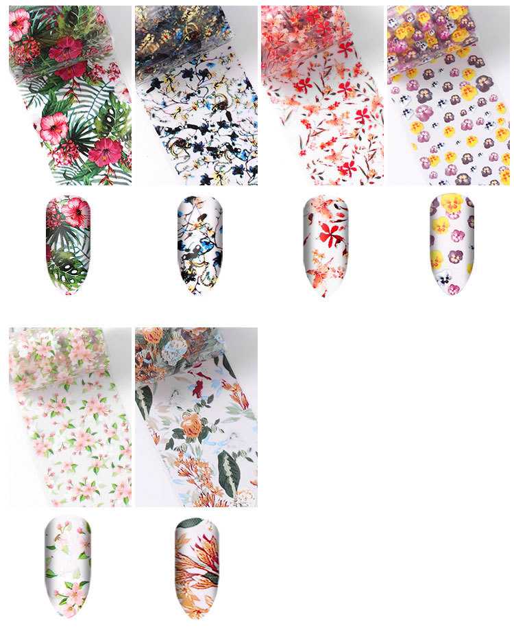 Cross-Border New Arrival Nail Art Flower Starry Sky Series Transfer Paper Internet Celebrity Nail Sticker Flower Laser Starry Sky Paper Decoration
