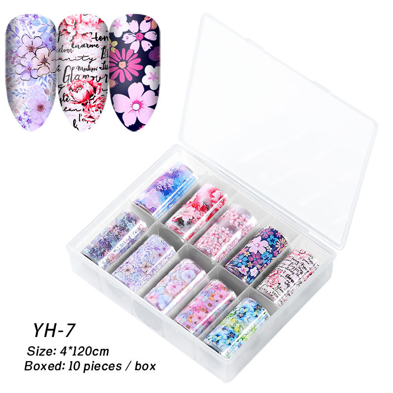 Cross-Border New Arrival Nail Art Flower Starry Sky Series Transfer Paper Internet Celebrity Nail Sticker Flower Laser Starry Sky Paper Decoration