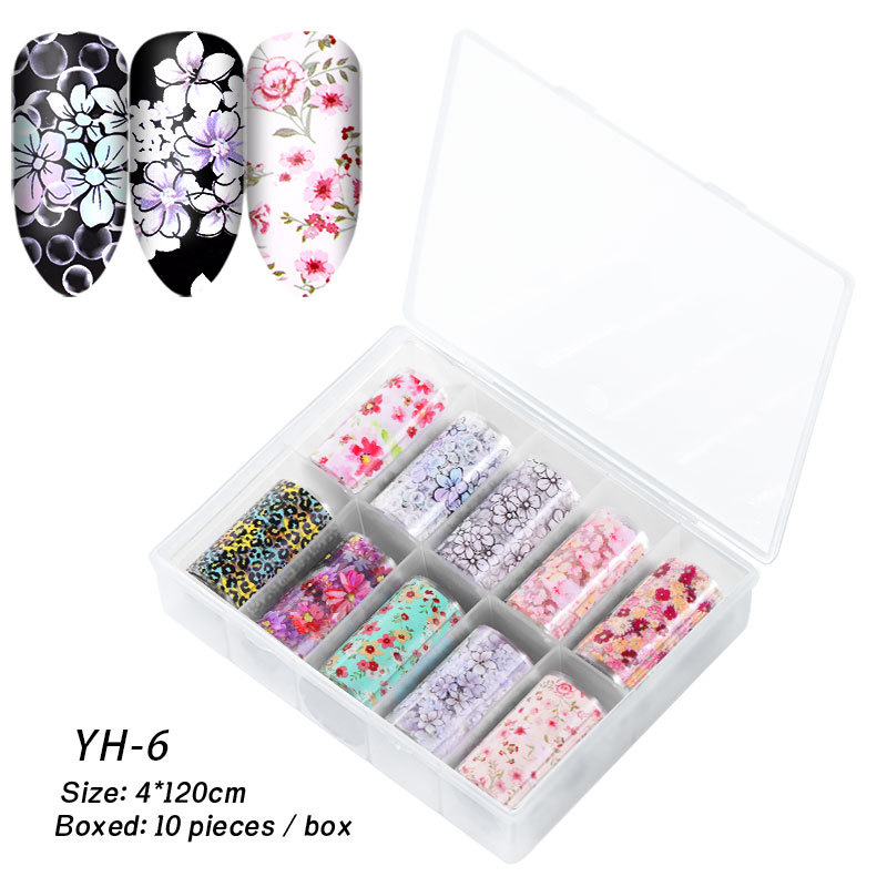 Cross-Border New Arrival Nail Art Flower Starry Sky Series Transfer Paper Internet Celebrity Nail Sticker Flower Laser Starry Sky Paper Decoration
